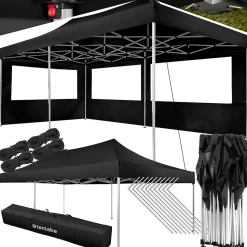 Pavillon de jardin 6 x 3 m avec cadre en aluminium étanche noir