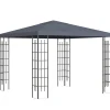 Pavillon de jardin 3x3m, pour jardin et événements, acier et polyester gris