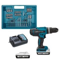 Perceuse à percussion 18V Li-Ion -2x 2.0 Ah- avec kit 74 accessoires - MAKITA HP488DAEX1