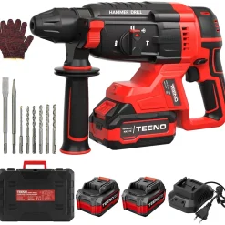 Perforateur sans fil, 6x forets, Batterie 20V 4.0Ah