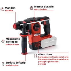 Perforateur SDS Plus sans fil sans batterie 18 V - énergie de frappe 2 J - Einhell HÉROCCO 18/20