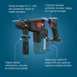 Perforateur SDS+ sans fil Erbauer 3J - ERI1078SDS 18V ( sans batterie)