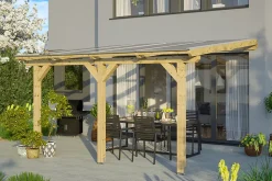 Pergola adossée SKAN HOLZ Bormio 434x300cm, bois lamellé-collé, non traité