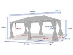 Pergola autoportante Belize graphite 3,6 x 6m en aluminium et polycarbonate - Hespéride