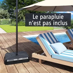 Pied de Parasol Lourd,Dalle Parasol Déporté à Poids avec Support en Croix,Support Parasol Remplie d'eau 45KG/Sable 60KG,38/48mm