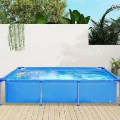 Piscine Tubulaire Rectangulaire,2,6X 1,8 x 0,66M Familiale Grande Capacité 2612L avec Pompe de Filtration,3 Couches