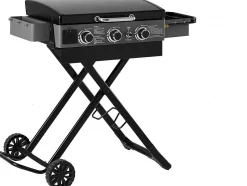 Plancha à gaz avec chariot pliable et portable "Firo" 7,5 kw Noir