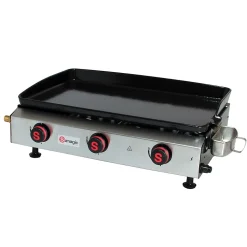 Plancha à gaz avec cuve et bâti en acier laqué (77x49x24 cm - Argent)