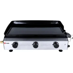 Plancha à gaz avec cuve et bâti en acier laqué (77x49x24 cm - Argent)