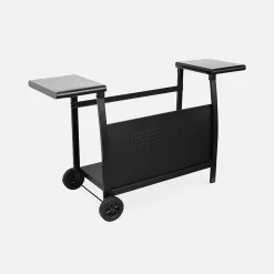 Plancha au gaz 4 brûleurs sur chariot - Porthos - 10kW. plancha à gaz avec desserte et ustensiles