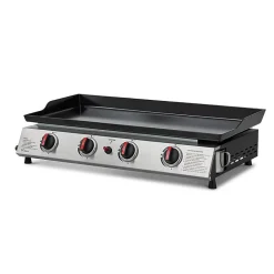 Plancha au gaz Cali - COOKING BOX - 4 Brûleurs Inox - Plaque en acier émaillée 77 x 33 cm - Allumage Piezo - Gris