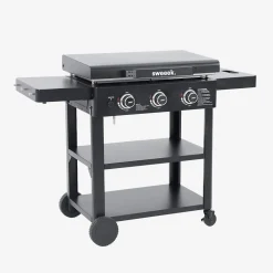 Plancha gaz 3 brûleurs acier inoxydable 12kW avec chariot noir - Raoul