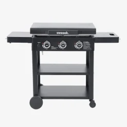 Plancha gaz 3 brûleurs acier inoxydable 12kW avec chariot noir - Raoul