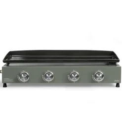 Plancha gaz - LIVOO - DOC325 - 83,5 x 47 x 24 cm - 4 brûleurs - Vert / Noir