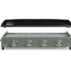 Plancha gaz - LIVOO - DOC325 - 83,5 x 47 x 24 cm - 4 brûleurs - Vert / Noir
