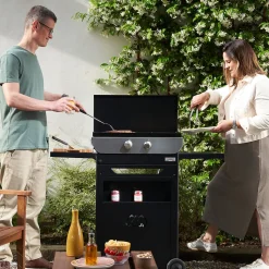 Plancha gaz Original duo 260 avec chariot Le marquier H.124 x P.49 cm 8 personnes