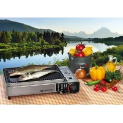 Plancha gaz portable 2300w plaque anti adhésive + valise de transport KEMPER