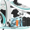 Planche de stand-up paddle 2 en 1 gonflable kit complet avec sac à dos blanc/turquoise