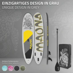 Planche stand up ECD Germany 308 x 78 x 10 cm gris PVC gonflable jusqu'à 120 kg avec accessoires