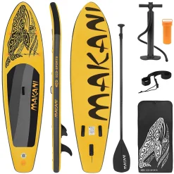 Planche stand up ECD Germany 320 x 80 x 15 cm jaune PVC gonflable jusqu'à 120 kg avec accessoires