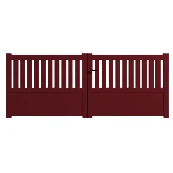 Portail alu battant semi-ajouré en kit dim. L.3000 (entre piliers) X H.1300 mm Rouge (RAL 3004)