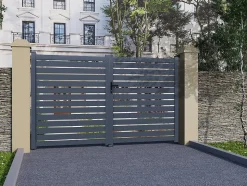 Portail aluminium semi ajouré "Julien" 340 x 180 cm Gris