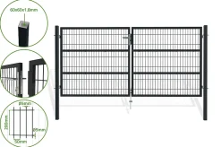 Portail battant grillagé 3m RAZO H.140cm Gris