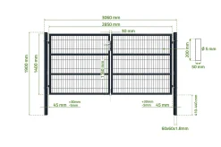 Portail battant grillagé 3m RAZO H.140cm Gris