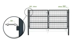 Portail battant grillagé 3m RAZO H.140cm Gris
