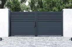 Portail battant 3m CARPATIA H.140 aluminium gris