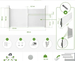 Portail battant 3m EIGER H.160cm blanc aluminium