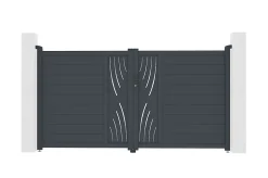Portail battant 3m VELETA H.160cm aluminium gris