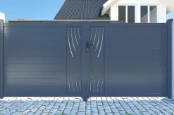 Portail battant 3m VELETA H.160cm aluminium gris