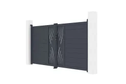 Portail battant 3m VELETA H.160cm aluminium gris