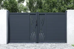Portail battant 3m VELETA H.160cm aluminium gris