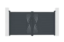 Portail battant 3m VELETA H.160cm aluminium gris