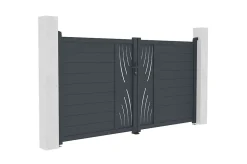 Portail battant 3m VELETA H.160cm aluminium gris