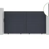 Portail coulissant 3m CARPATIA H.160cm alu gris + 2 poteaux 20x20cm H.190cm