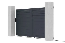 Portail coulissant 3m CARPATIA H.160cm alu gris + 2 poteaux 20x20cm H.190cm