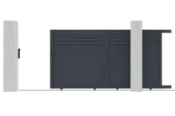 Portail coulissant 3m CARPATIA H.160cm alu gris + 2 poteaux 20x20cm H.190cm