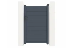 Portail coulissant 4m EIGER H.160cm + Portillon 1m EIGER H.160cm aluminium gris