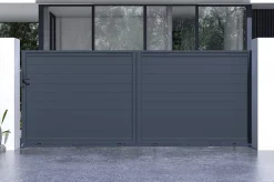 Portail coulissant 4m EIGER H.160cm + Portillon 1m EIGER H.160cm aluminium gris
