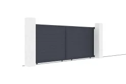 Portail coulissant 4m EIGER H.160cm + Portillon 1m EIGER H.160cm aluminium gris