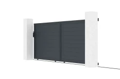 Portail coulissant 4m EIGER H.160cm + Portillon 1m EIGER H.160cm aluminium gris