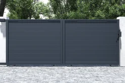 Portail coulissant 4m EIGER H.160cm + Portillon 1m EIGER H.160cm aluminium gris