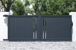 Portail coulissant 3,5m GIONA H.140cm aluminium gris