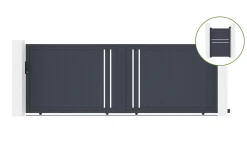 Portail coulissant 4m GIONA H.140cm alu gris + Portillon 1M CIMONE H.140cm alu