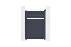 Portail coulissant 4m GIONA H.140cm alu gris + Portillon 1M CIMONE H.140cm alu