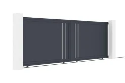 Portail coulissant 4m GIONA H.140cm alu gris + Portillon 1M CIMONE H.140cm alu