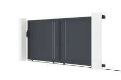 Portail coulissant 4m GIONA H.140cm alu gris + Portillon 1M CIMONE H.140cm alu
